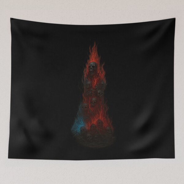 Item preview, Tower of Skulls Burning Bonfire Red Flame Blue Smoke designed and sold by Mythborn Saga.