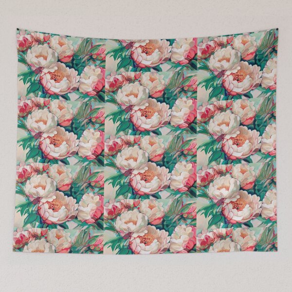 Item preview, Pink and White Peonies Flower Painting designed and sold by helenannestudio.