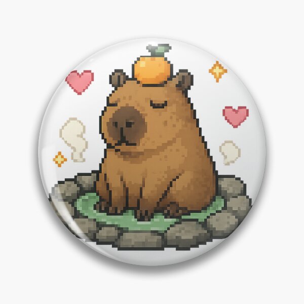 Item preview, Cute Pixel Capybara with Orange Hat | Cozy Retro Pixel Art Animal designed and sold by Hansonq.