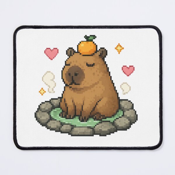 Item preview, Cute Pixel Capybara with Orange Hat | Cozy Retro Pixel Art Animal designed and sold by Hansonq.