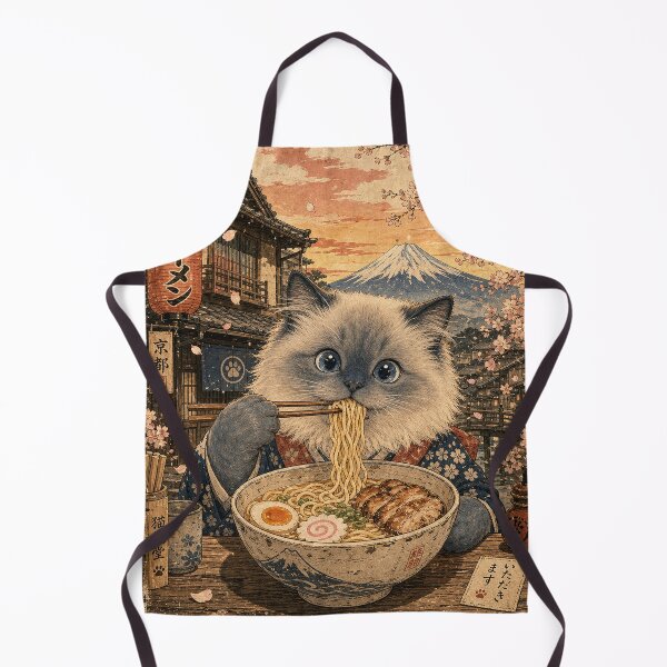 Item preview, Ragdoll Cat Eating Ramen - Vintage Japanese Ukiyo-e designed and sold by merchxwear.