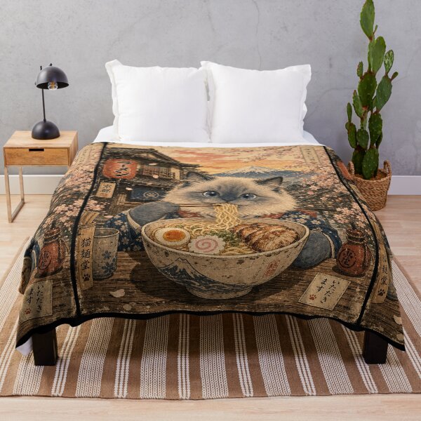 Item preview, Ragdoll Cat Eating Ramen - Vintage Japanese Ukiyo-e  designed and sold by merchxwear.