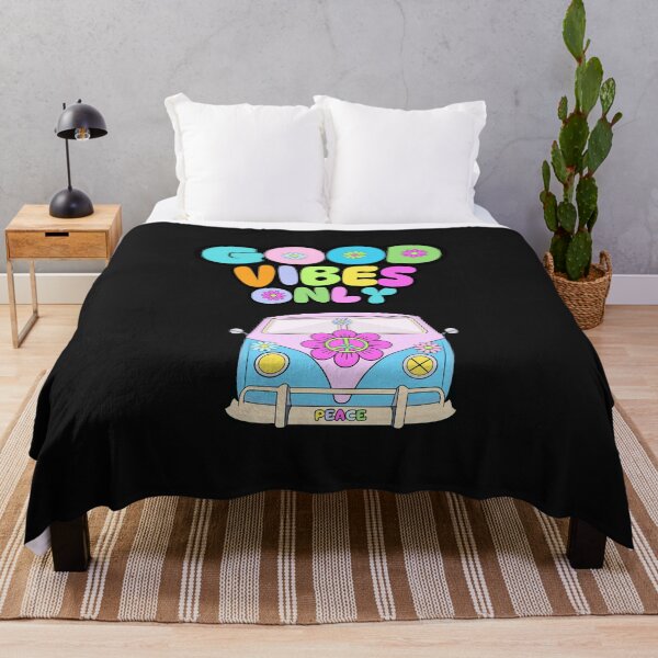 Item preview, Good Vibes Only – Retro Hippie Van with Flowers & Peace Sign designed and sold by Aimetoi.