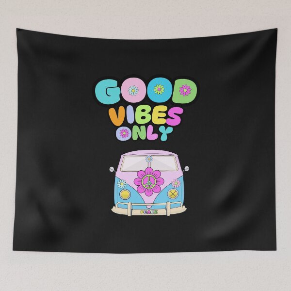 Item preview, Good Vibes Only – Retro Hippie Van with Flowers & Peace Sign designed and sold by Aimetoi.