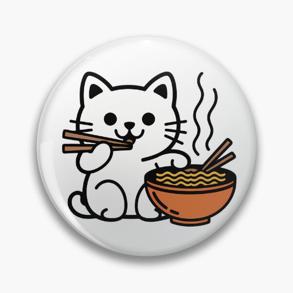 Item preview, Cute Cat Eating Ramen designed and sold by NiftyWrx.