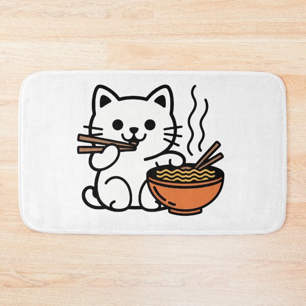 Item preview, Cute Cat Eating Ramen designed and sold by NiftyWrx.