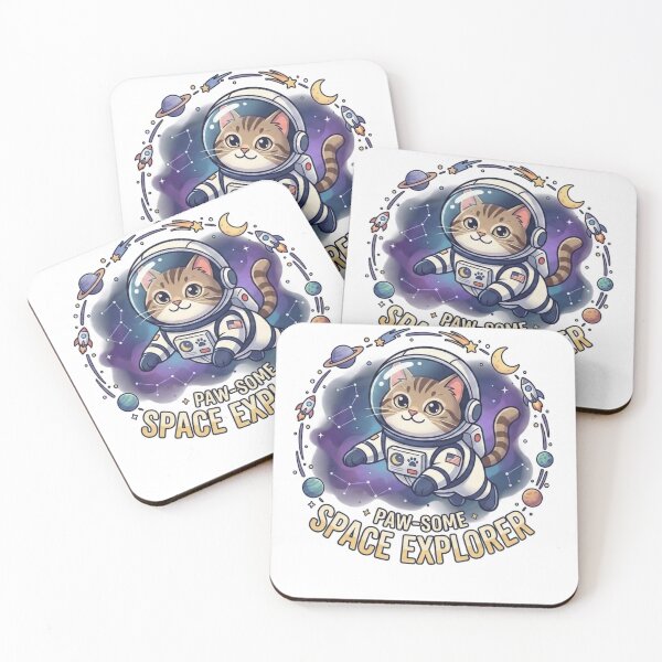 Item preview, Cute Space Cat - Astronaut Cat Kawaii Space Explorer designed and sold by Stickerhaus2.