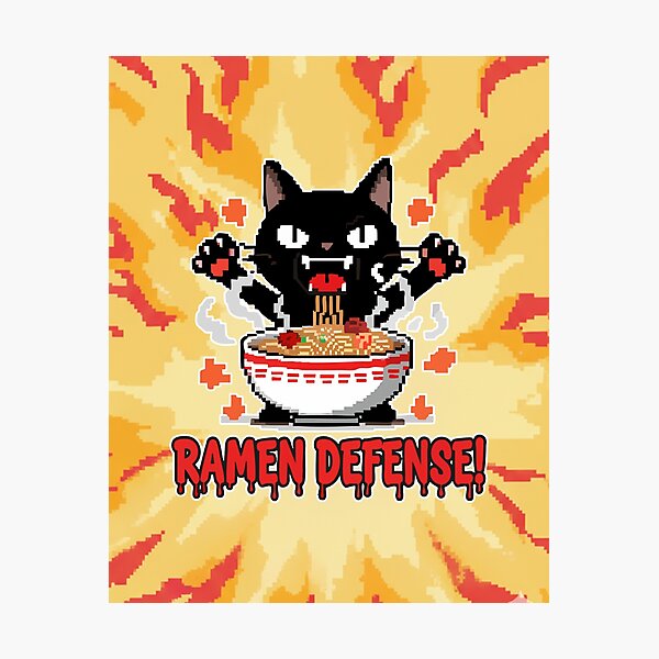 Item preview, Ramen Defense Angry Black Cat Cartoon designed and sold by Taridesign.