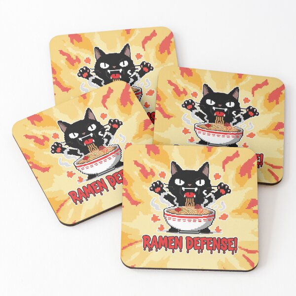 Item preview, Ramen Defense Angry Black Cat Cartoon designed and sold by Taridesign.