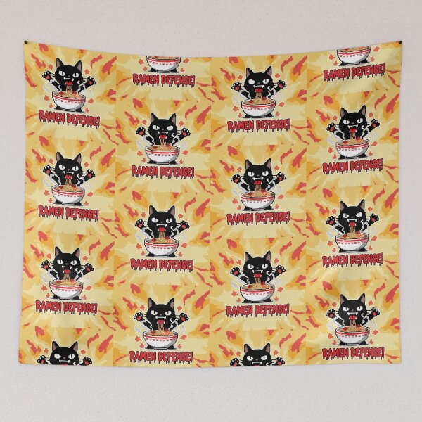 Item preview, Ramen Defense Angry Black Cat Cartoon designed and sold by Taridesign.