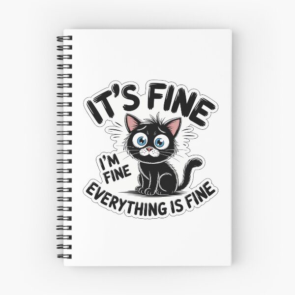 Item preview, Cat with Stressed Expression and 'It's Fine' Text designed and sold by NiftyWrx.