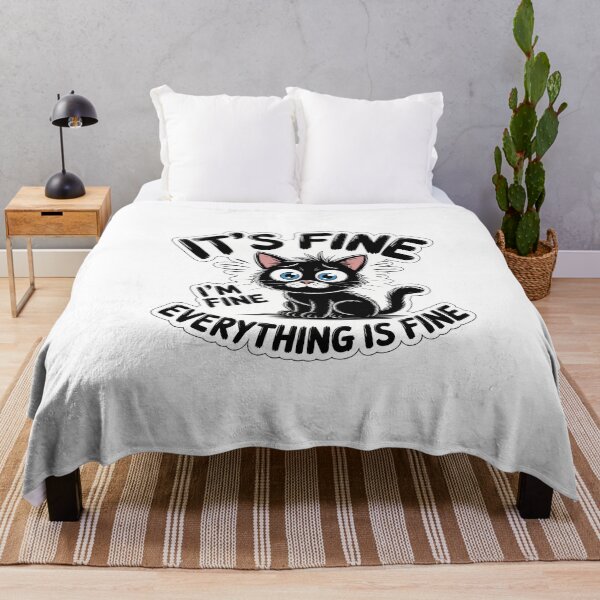 Item preview, Cat with Stressed Expression and 'It's Fine' Text designed and sold by NiftyWrx.