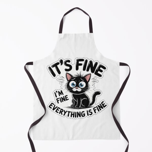 Item preview, Cat with Stressed Expression and 'It's Fine' Text designed and sold by NiftyWrx.