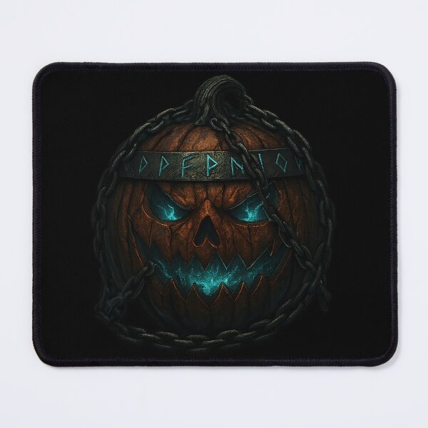 Item preview, Chained Viking Pumpkin Glowing Teal Runes Halloween designed and sold by Mythborn Saga.