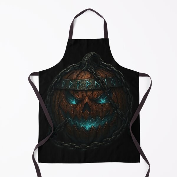 Item preview, Chained Viking Pumpkin Glowing Teal Runes Halloween designed and sold by Mythborn Saga.