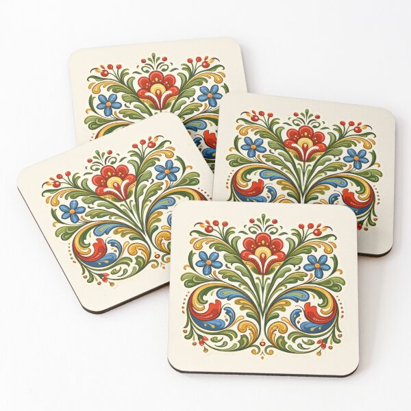 Item preview, Norwegian Rosemaling Floral Scandinavian Folk Art designed and sold by Myra365Art.