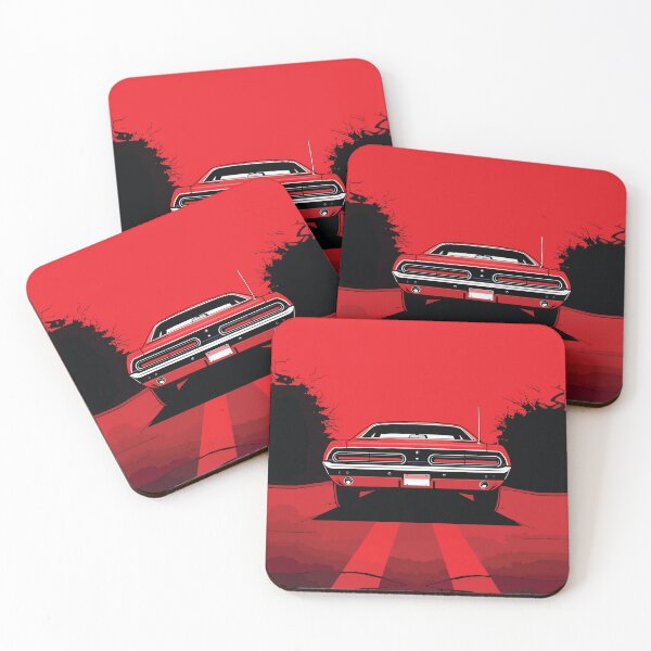 Item preview, Red Classic Muscle Car Sunset Rear View designed and sold by RamyGallery.