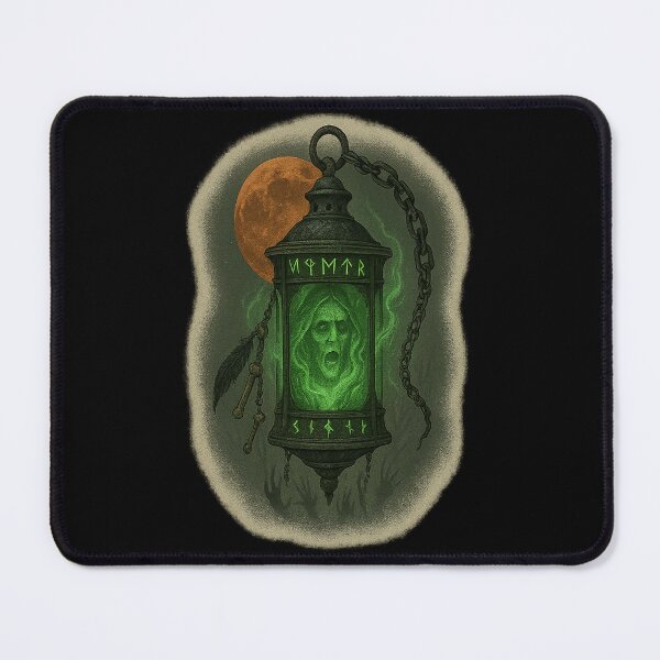 Item preview, Hel Witch Lantern Glowing Green Ghost Norse Runes designed and sold by Mythborn Saga.