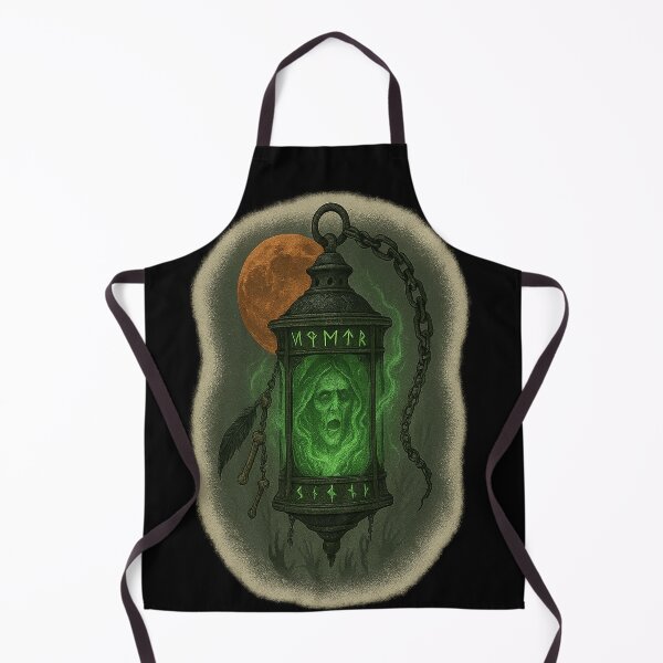 Item preview, Hel Witch Lantern Glowing Green Ghost Norse Runes designed and sold by Mythborn Saga.