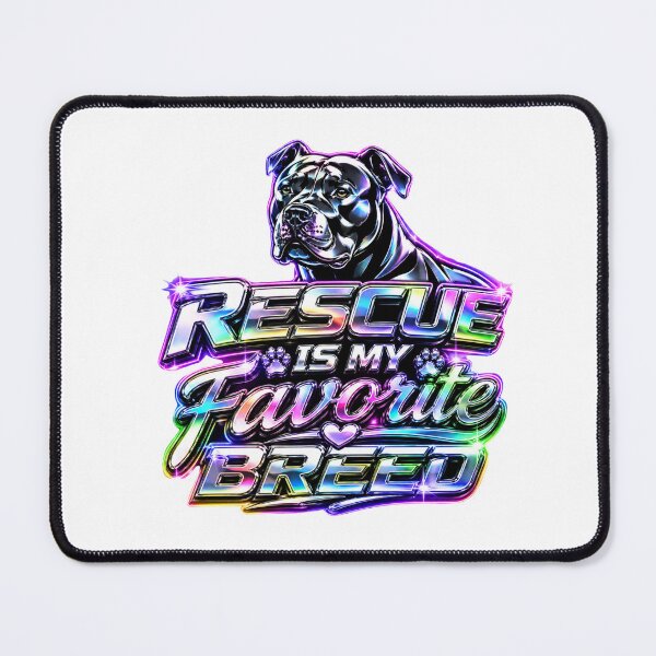 Item preview, Rescue Is My Favorite Breed - Holographic Chrome 3D Iridescent Pitbull Art designed and sold by My Pitbull Place.