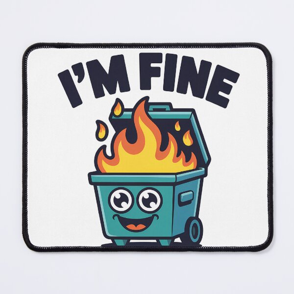 Item preview, I'M FINE - Funny Cartoon Fire Dumpster designed and sold by NiftyWrx.