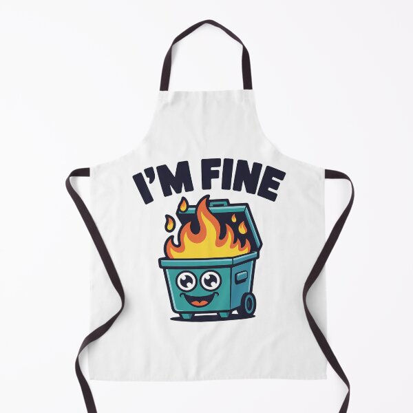 Item preview, I'M FINE - Funny Cartoon Fire Dumpster designed and sold by NiftyWrx.