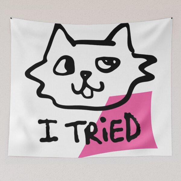 Item preview, I Tried Funny Cat Sticker | Ugly Cute Anti-Design Die Cut Sticker for Laptop designed and sold by CrystalCove11.