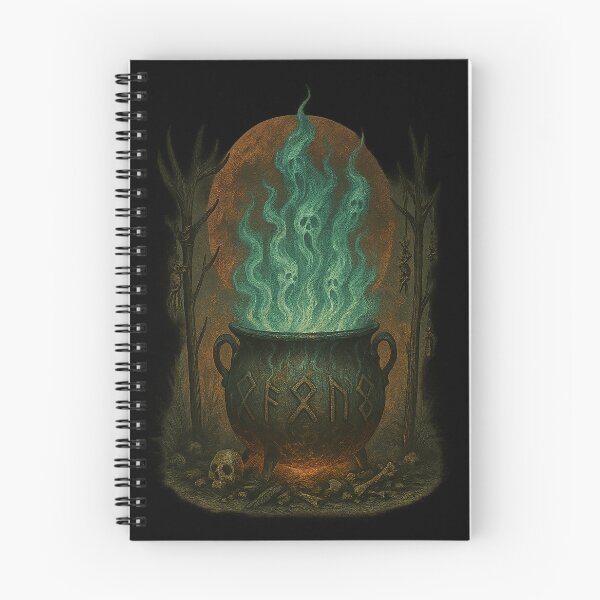 Item preview, Witches Cauldron Runic Ritual Green Ghost Flame Moon designed and sold by Mythborn Saga.