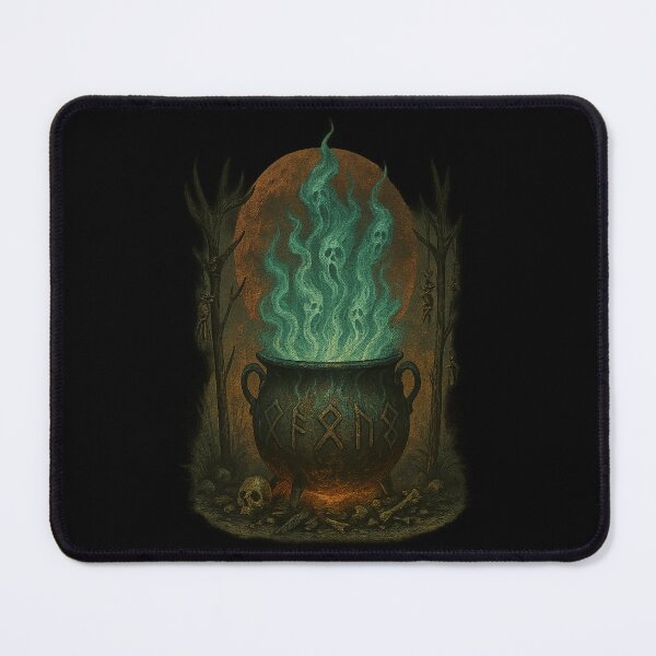 Item preview, Witches Cauldron Runic Ritual Green Ghost Flame Moon designed and sold by Mythborn Saga.