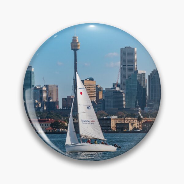 Item preview, Sailing Sydney Harbour - Yachts & City Skyline | Iconic Australian Nautical Art designed and sold by Ross.A.Campbell.