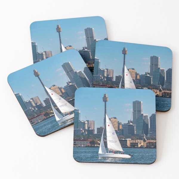 Item preview, Sailing Sydney Harbour - Yachts & City Skyline | Iconic Australian Nautical Art designed and sold by Ross.A.Campbell.