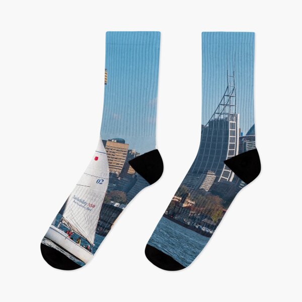 Item preview, Sailing Sydney Harbour - Yachts & City Skyline | Iconic Australian Nautical Art designed and sold by Ross.A.Campbell.