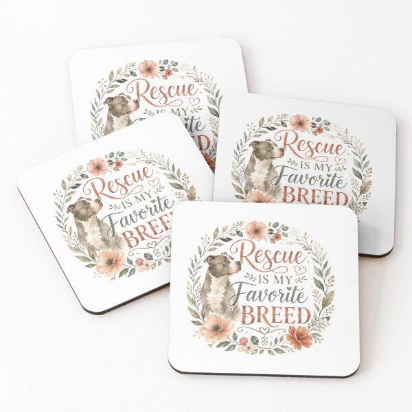 Item preview, Rescue Is My Favorite Breed - Watercolor Pitbull Floral Wreath Art designed and sold by My Pitbull Place.