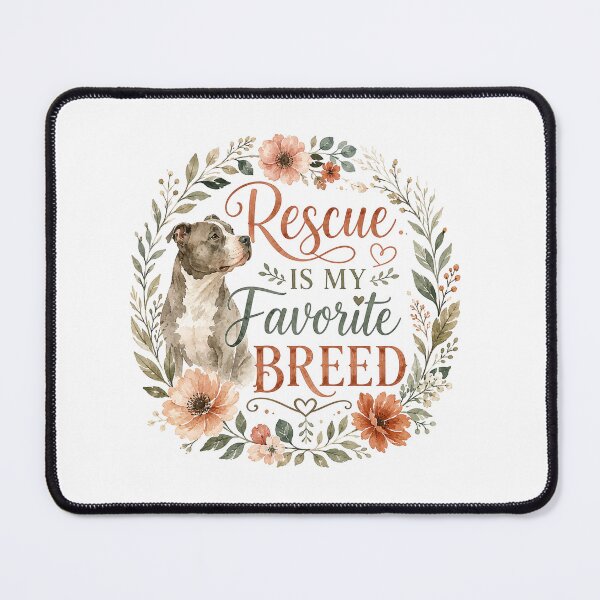 Item preview, Rescue Is My Favorite Breed - Watercolor Pitbull Floral Wreath Art designed and sold by My Pitbull Place.