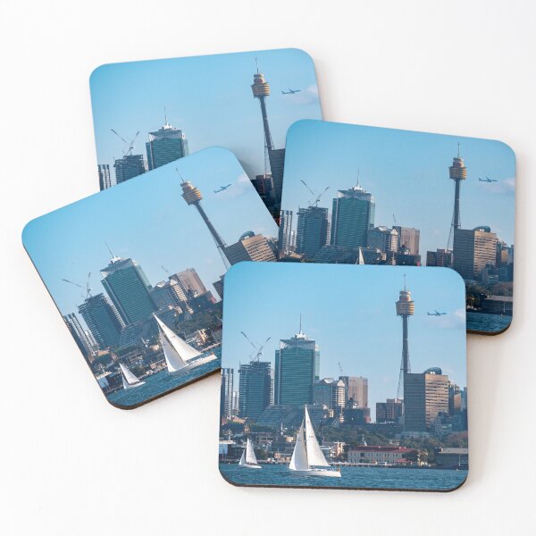Item preview, Sailing Sydney Harbour - Yachts & City Skyline | Iconic Australian Nautical Art designed and sold by Ross.A.Campbell.
