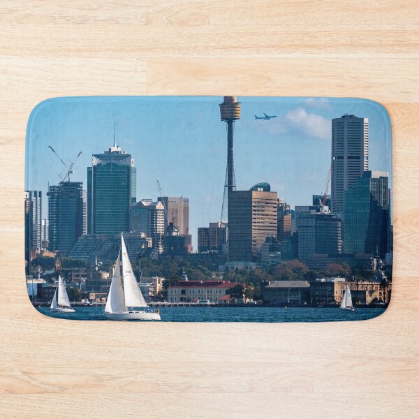 Item preview, Sailing Sydney Harbour - Yachts & City Skyline | Iconic Australian Nautical Art designed and sold by Ross.A.Campbell.