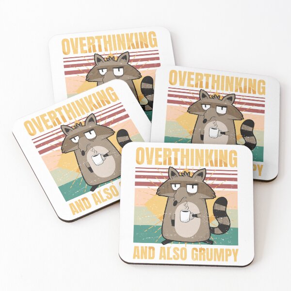 Item preview, Overthinking And Also Grumpy - Mood Racoon - Vintage - Gift Long Sleeve T-Shirt designed and sold by RKdrawings.