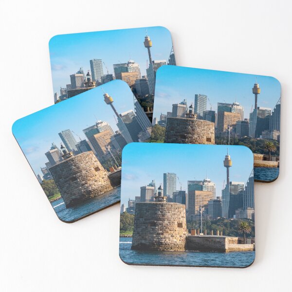 Item preview, Fort Denison & Sydney Skyline - Historic Harbour Fortress | Iconic Australian Heritage Art designed and sold by Ross.A.Campbell.