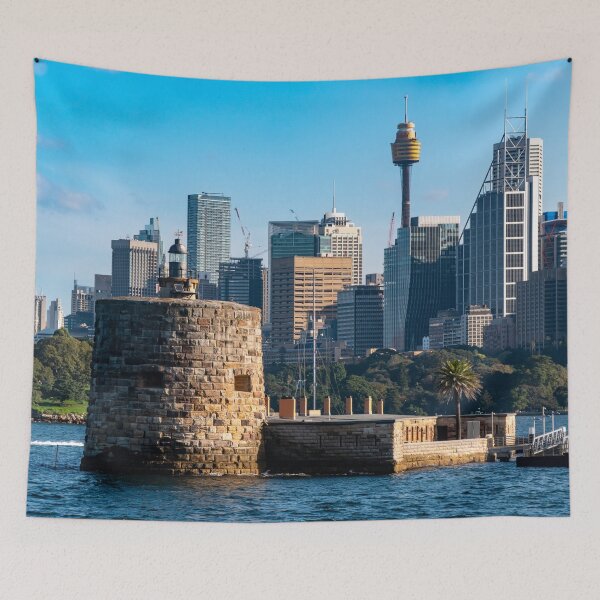 Item preview, Fort Denison & Sydney Skyline - Historic Harbour Fortress | Iconic Australian Heritage Art designed and sold by Ross.A.Campbell.