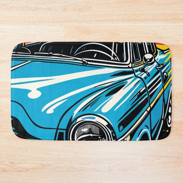 Artikelvorschau, Pop-Art-Illustration eines blauen klassischen Roadsters entworfen und verkauft von RamyGallery.