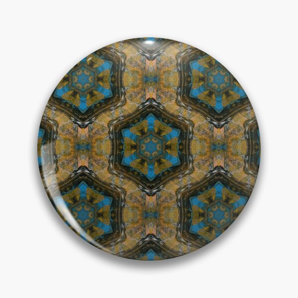 Item preview, Boho Hexagon Mandala Pattern in Brown and Blue designed and sold by Artistestella.