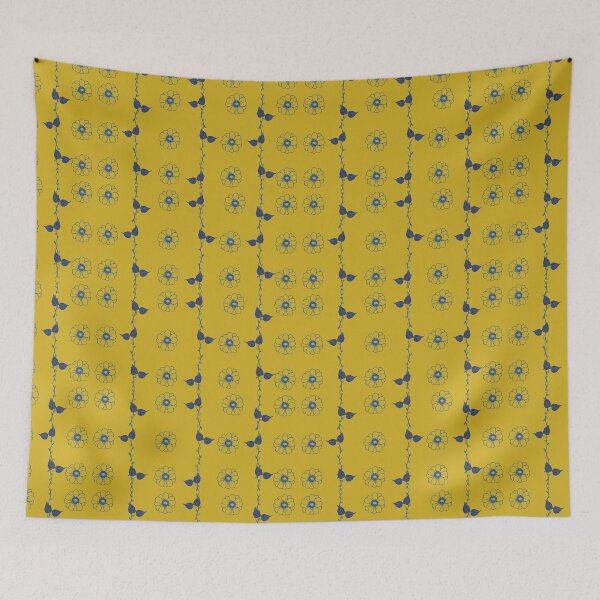 Item preview, Blue Vines and Flowers designed and sold by RetroPalmTree.
