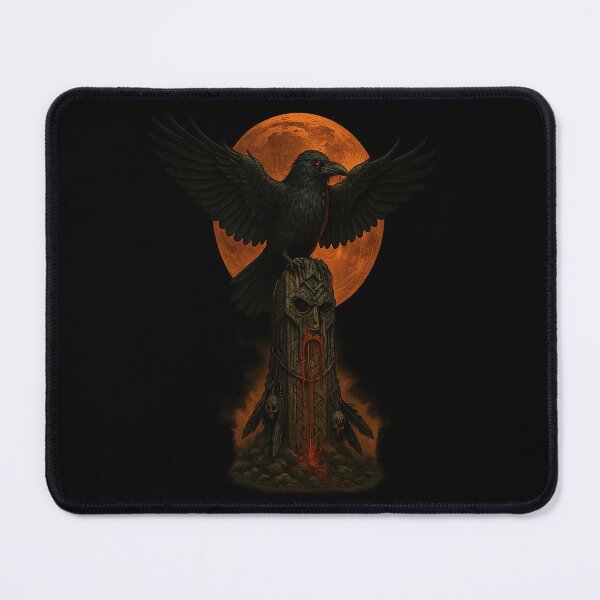 Item preview, Odin Raven Perched on Wooden Totem Blood Moon designed and sold by Mythborn Saga.