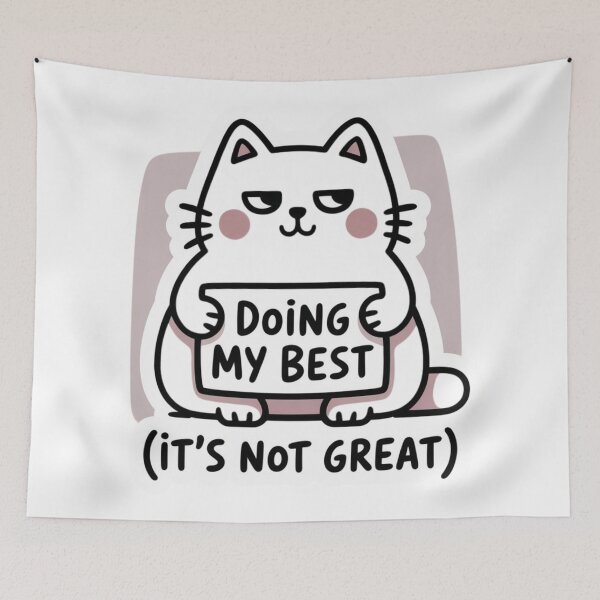 Item preview, It's Not Great Cat Sticker | Sad Cute Cozy Aesthetic Deadpan Cat Relatable Sticker Therapy Humor designed and sold by CrystalCove11.