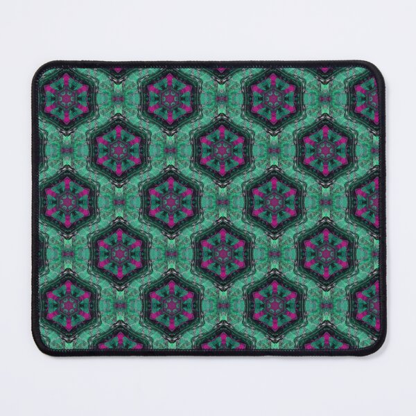 Item preview, Boho Hexagon Mandala Pattern in Green and Magenta designed and sold by Artistestella.