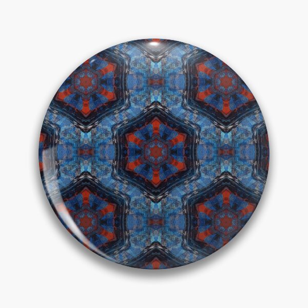 Item preview, Boho Hexagon Mandala Pattern in Blue and Red designed and sold by Artistestella.