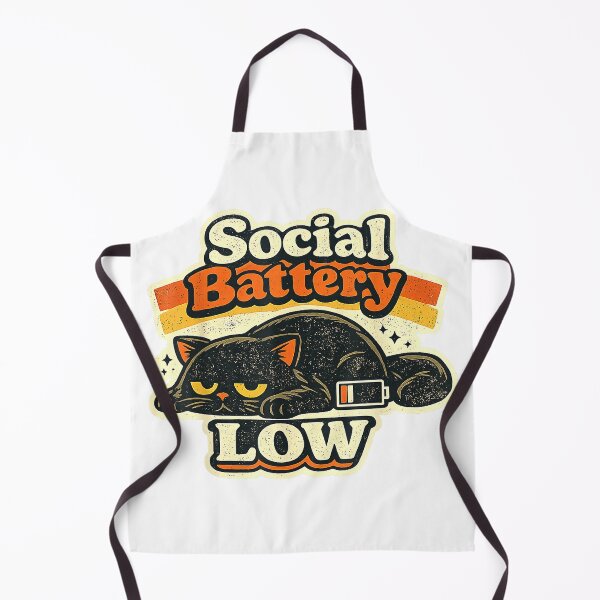 Item preview, Social Battery Low Cat Funny Introvert Black Cat Vintage T-Shirt designed and sold by RKdrawings.