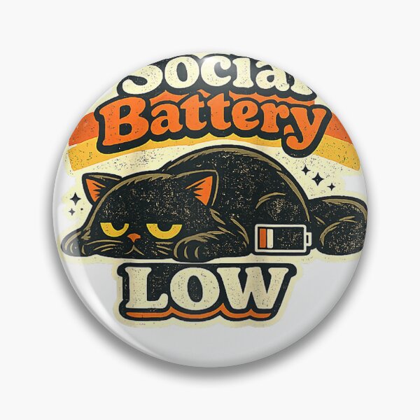 Item preview, Social Battery Low Cat Funny Introvert Black Cat Vintage Raglan Baseball Tee designed and sold by SubStudio97.