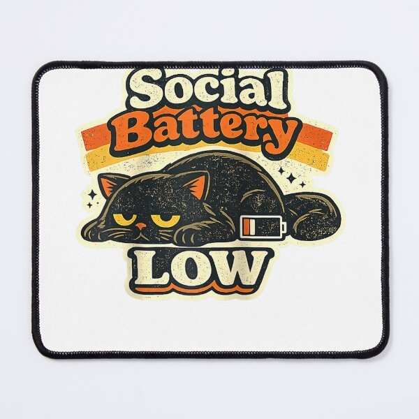 Item preview, Social Battery Low Cat Funny Introvert Black Cat Vintage Raglan Baseball Tee designed and sold by SubStudio97.