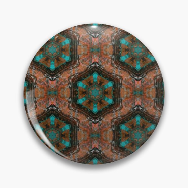 Item preview, Boho Hexagon Mandala Pattern in Brown and Teal designed and sold by Artistestella.